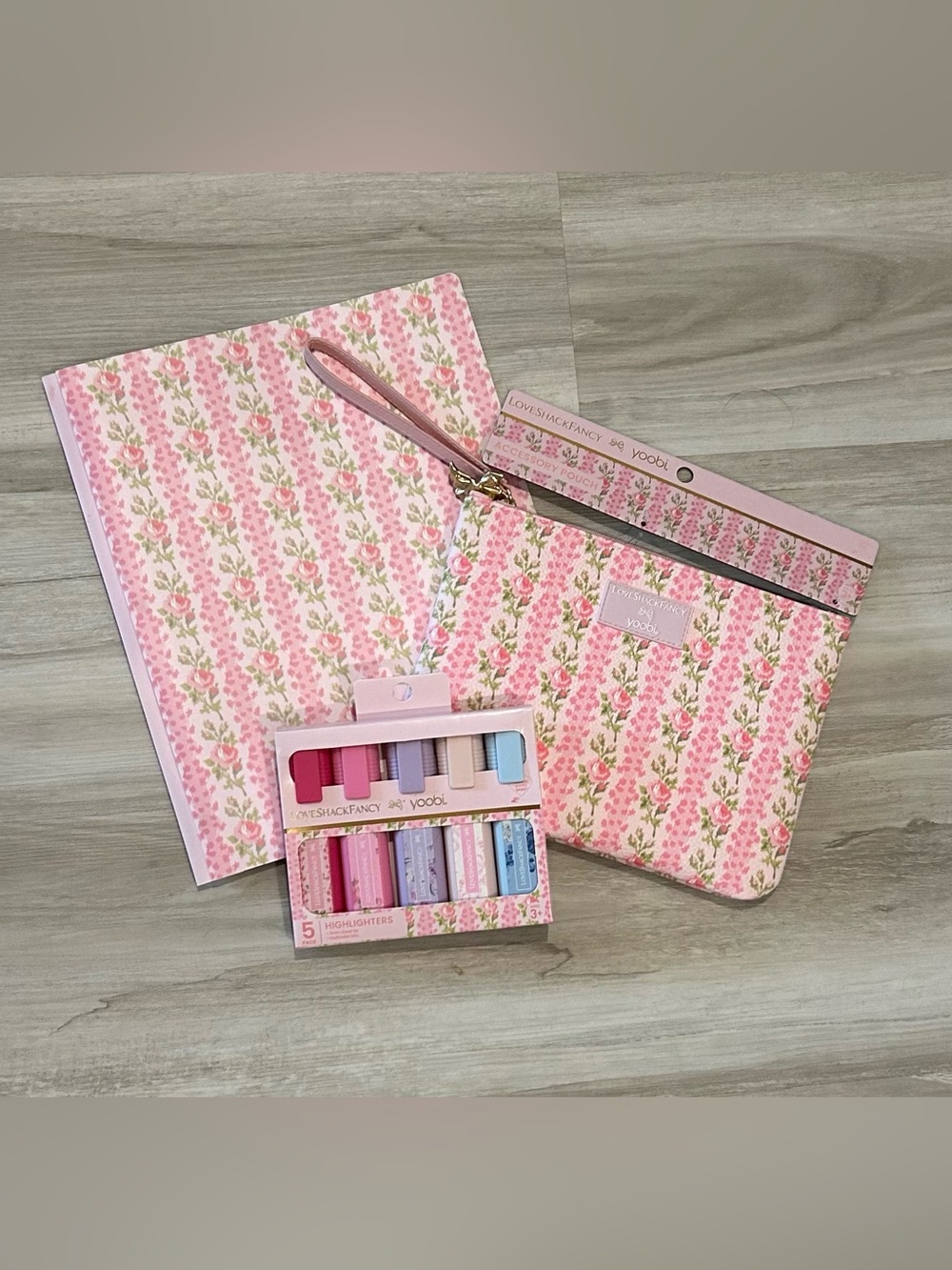 LoveShackFancy x Yoobi Pink Floral School & Accessory Set